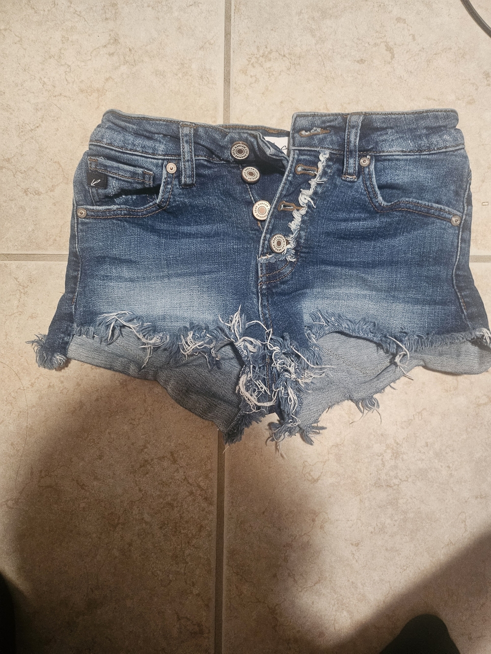 KanCan High-Rise Distressed Denim Shorts - Blue